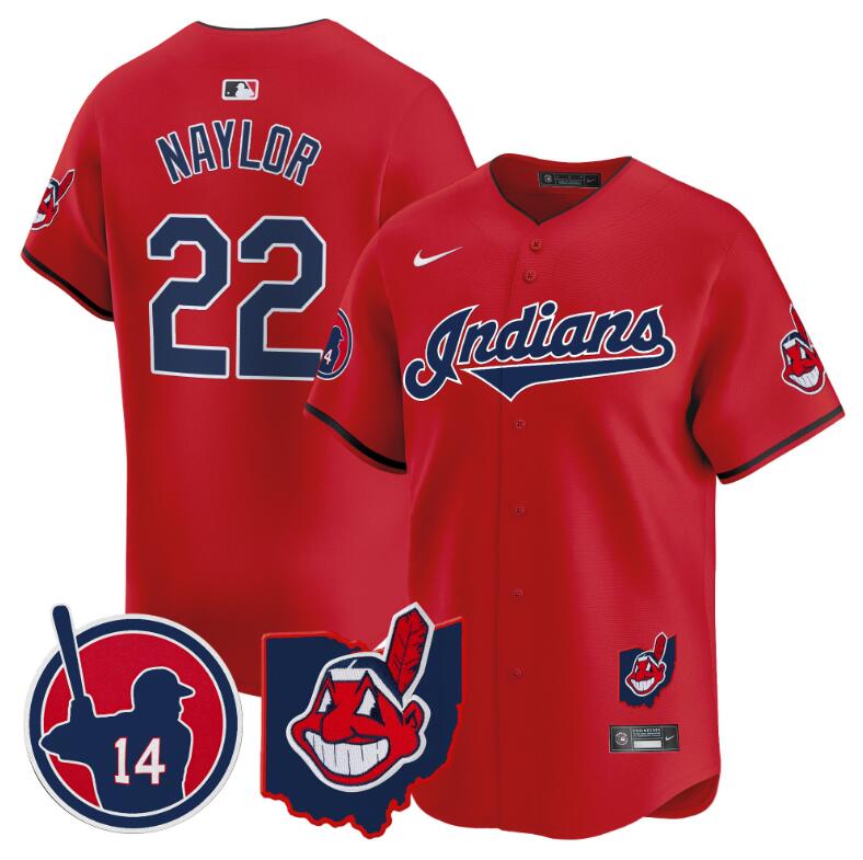 Men Cleveland Indians 22 Naylor red Vapor Limited 2024 Nike MLB Jersey